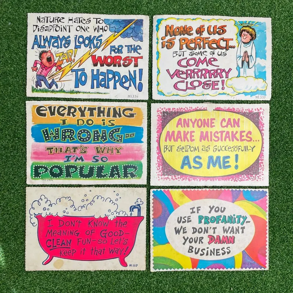 Vintage Lot Humorous Motivational Postcards